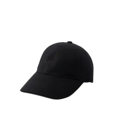 Apc Logo-embroidered Washed-denim Baseball Cap In Black