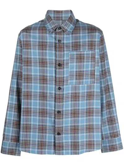 Apc Check-print Pocket Shirt In Blue