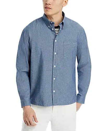 Apc Chemise Eduardo Long Sleeve Button Down Shirt In Indigo