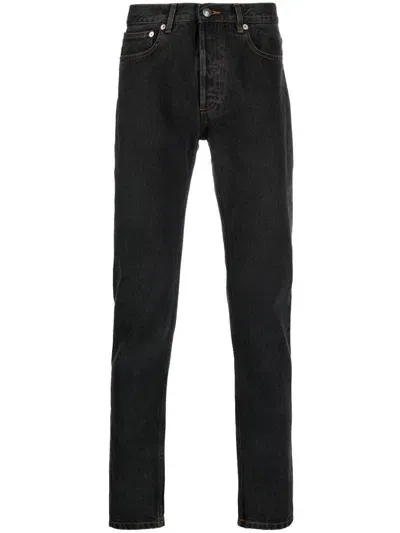 Apc Contrast-stitch Straight-leg Jeans In Schwarz