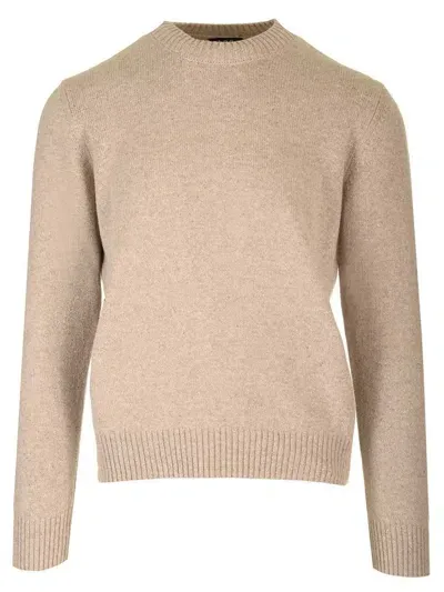 Apc A.p.c. Crewneck Knitted Jumper In Beige