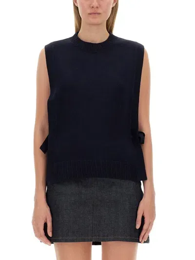 Apc A.p.c. Crewneck Knitted Vest In Blue