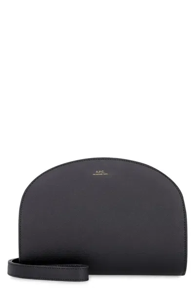 Apc A.p.c. Demi-lune Leather Crossbody Bag In Black