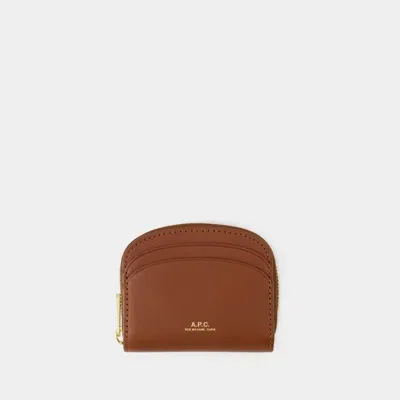 Apc A.p.c. Demi Lune Mini Leather Wallet In Yellow