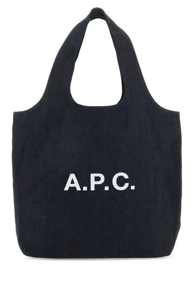 Apc Denim Ninon Shopping Bag In Blu