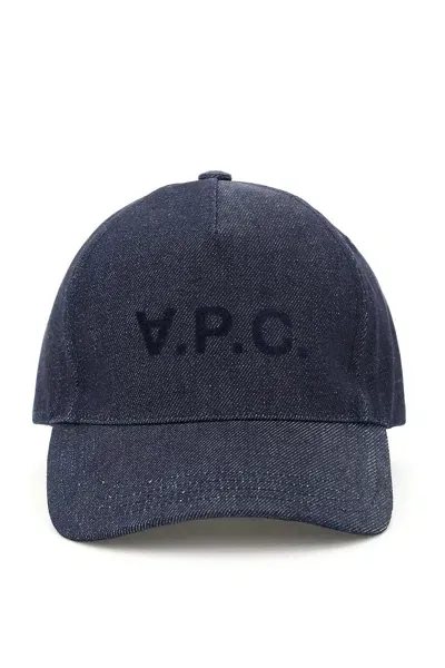 Apc Eden Denim Baseball Cap In Blue