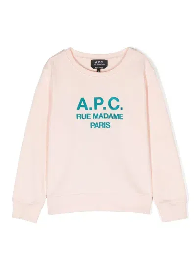 Apc Kids' Logo-embroidered Organic-cotton Sweatshirt In Pink