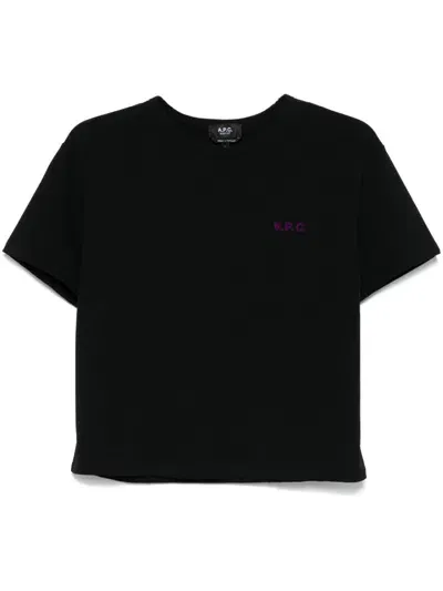 Apc Flocked-logo T-shirt In Black