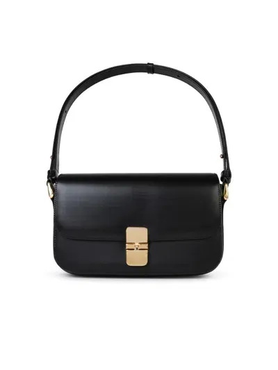 Apc A.p.c. 'grace Bguette' Black Smooth Leather Crossbody Bag Woman