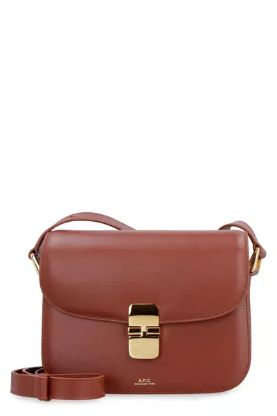 Apc A.p.c. Grace Leather Crossbody Bag In Saddle Brown