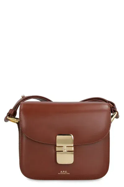 Apc A.p.c. Grace Leather Crossbody Bag In Brown