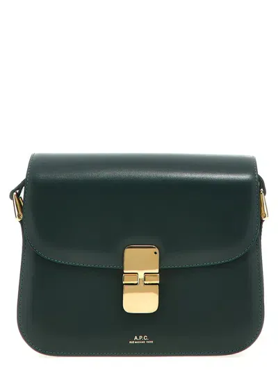 Apc A.p.c. Grace Logo Printed Small Shoulder Bag In Green