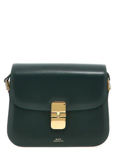 Apc Grace Logo Printed Small Shoulder Bag In Green