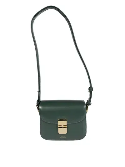 Apc A.p.c. Grace Logo Detailed Mini Shoulder Bag In Green