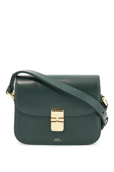 Apc A.p.c. Grace Logo Printed Small Shoulder Bag In Green