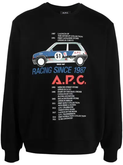 Apc Graphic-print Cotton Sweatshirt In Black