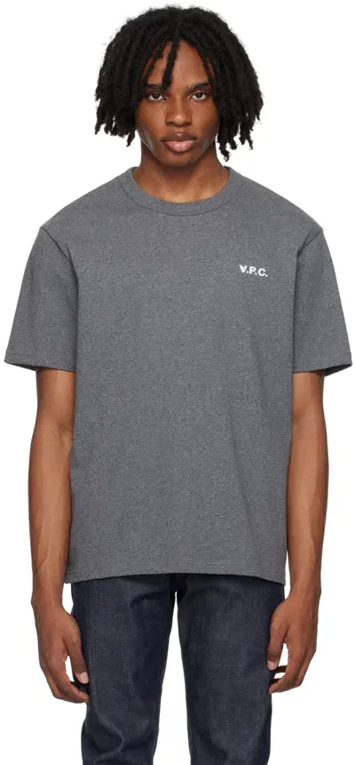 Apc Gray Flocked T-shirt In Grey