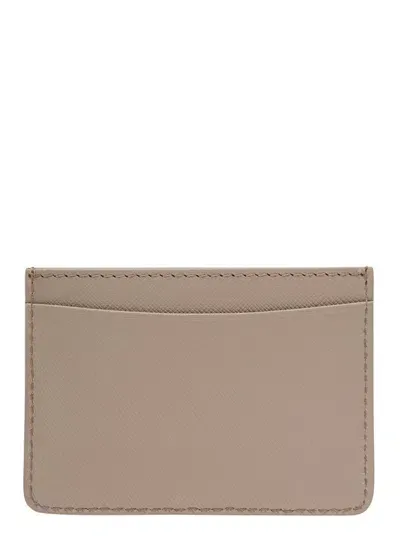 Apc Grey Card Holder With Logo In Hammered Leather Woman