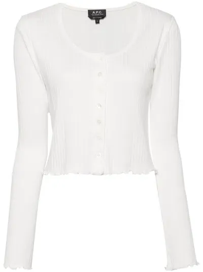 Apc June Cotton Cardigan In White