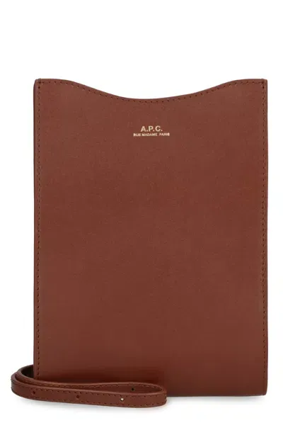 Apc Leather Crossbody Bag In Brown