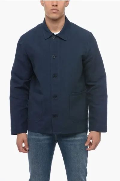 Apc Linen Blend Single-breasted Blazer In Blue