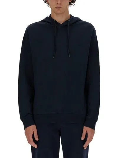 Apc A.p.c. Logo Embroidered Drawstring Hoodie In Navy