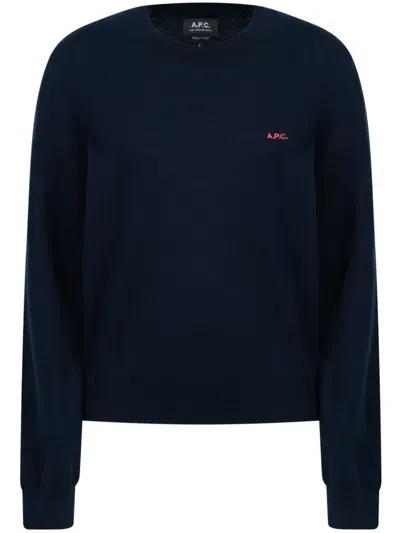 Apc Logo-embroidered Jumper In Blue