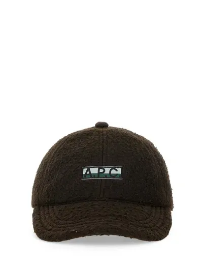 Apc A.p.c. Logo Patch Brushed Cap In Brown