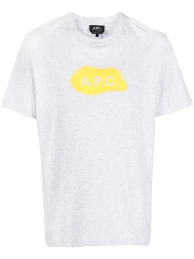 Apc Logo-print Cotton T-shirt In Grey