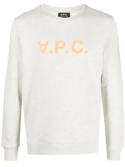 Apc Logo-print Crew-neck Sweatshirt In Neutrals