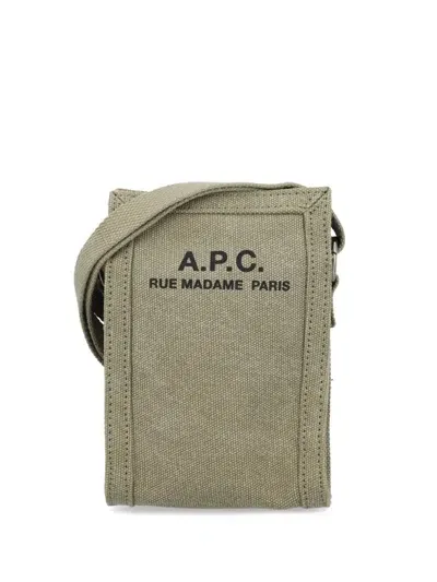 Apc Logo Print Mini Canvas Messenger Bag In Brown