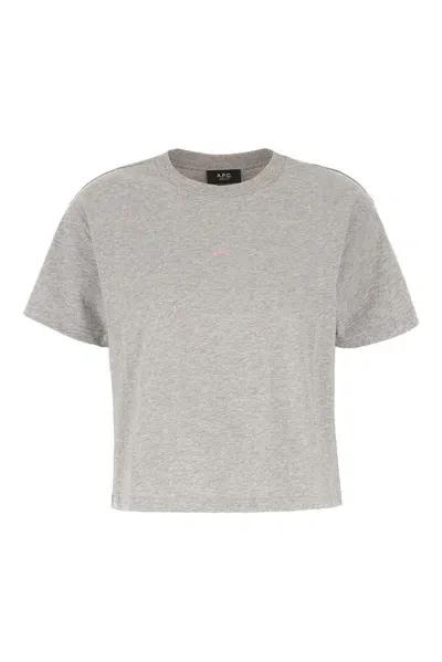 Apc A.p.c. Logo Printed Cropped T In Grey