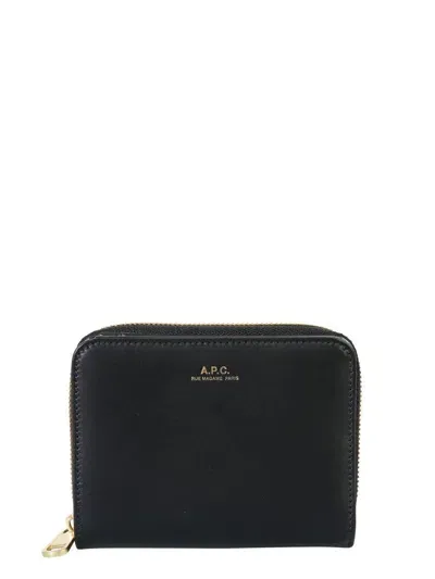 Apc Logo Printed Zip-around Wallet In Lzz Noir