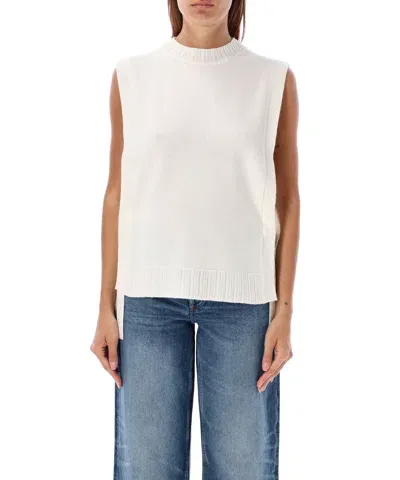 Apc Margot Round Neck Sweater In White