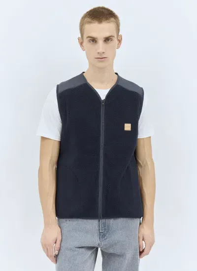 Apc Nate Logo-applique Shell-trimmed Fleece Gilet In Blue