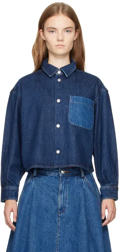 Apc Navy Bella Denim Overshirt In Ial Washed Ind