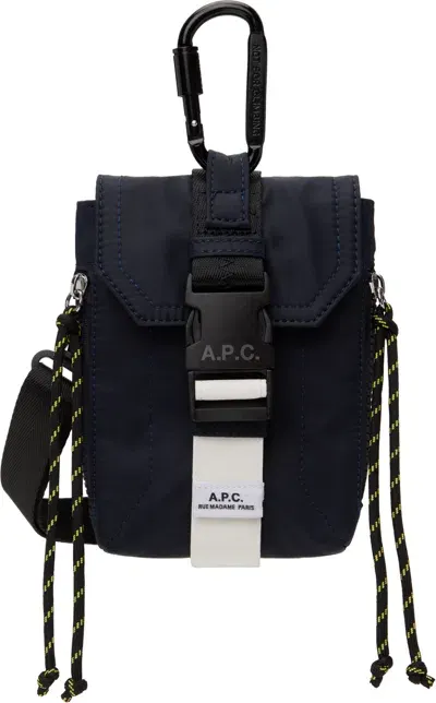 Apc Navy Trek Neck Pouch In Iak Dark Navy