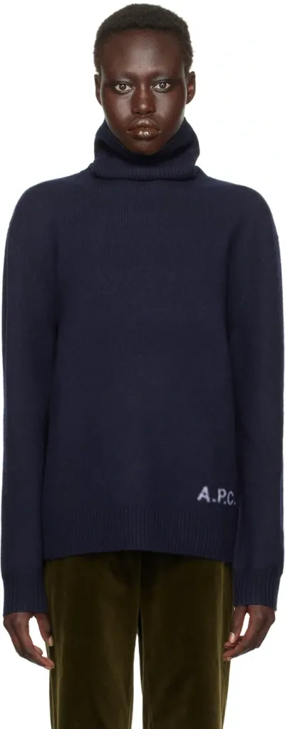 Apc Navy Walter Turtleneck In Iak Dk Navy