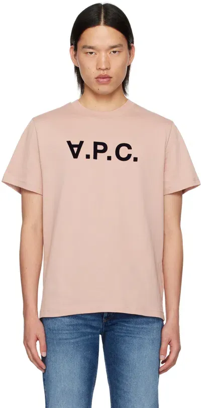 Apc Pink Standard Grand 'v.p.c.' T-shirt In Rose / Dark Navy