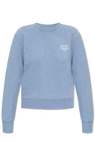 Apc A.p.c. Rue Madame Logo Embroidered Crewneck Sweatshirt In Blue