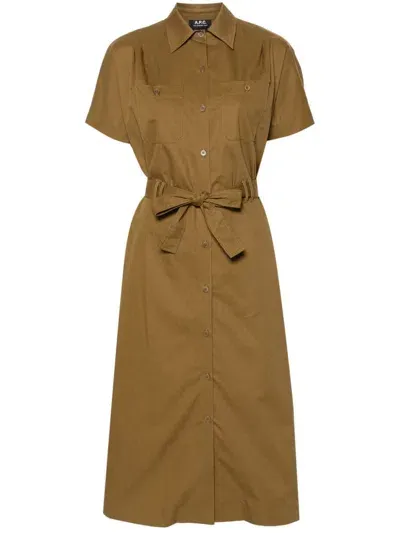 Apc Shirt Midi Dress In Gold