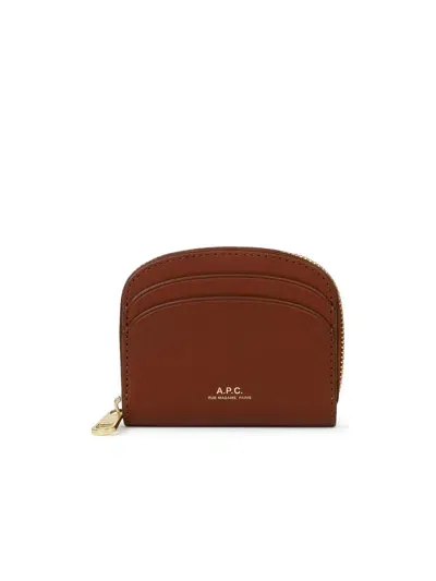 Apc A.p.c. Small 'demi Lune' Brown Lear Wallet