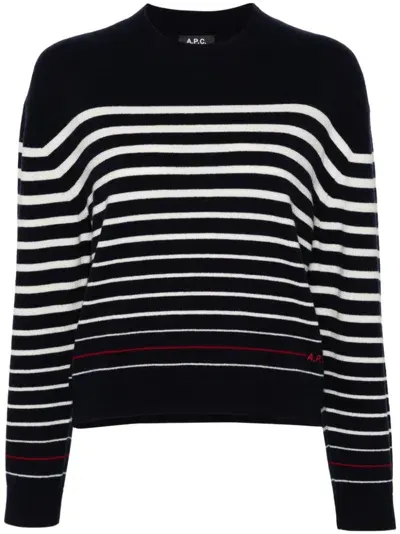 Apc Striped Sweater In Blue