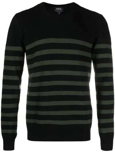 Apc Striped Wool Jumper In Black