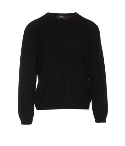 Apc Logo-embroidered Wool Jumper In Black