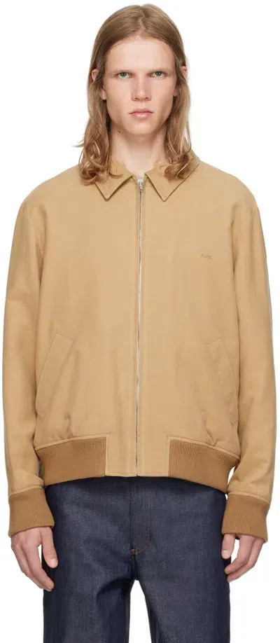 Apc Tan Gilles Bomber Jacket In Baa Beige