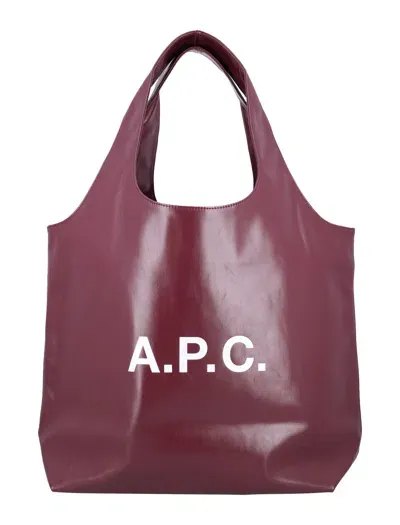 Apc Tote Ninon Eco Patent In Burgundy