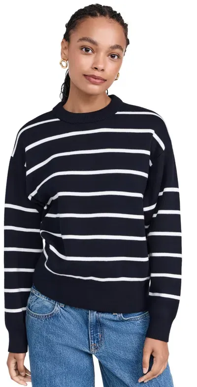 Apiece Apart Sportif Sweatshirt Navy And Cream Stripe