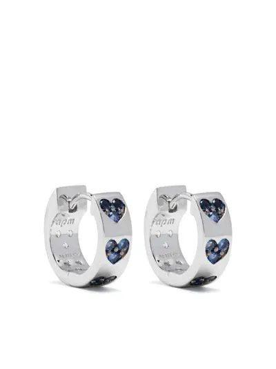 Apm Monaco Heart Huggie Earrings In Silver