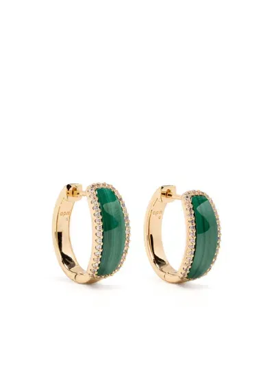 Apm Monaco Malachite Hoop Earrings In Green